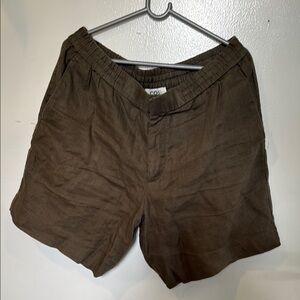 COS Men's Olive Green Flat Front Shorts
